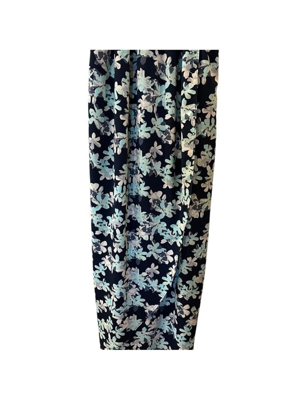 Banana Republic Faux Wrap Maxi Dress Floral Print Navy & Mint Size: 4 Petite - Picture 6 of 12